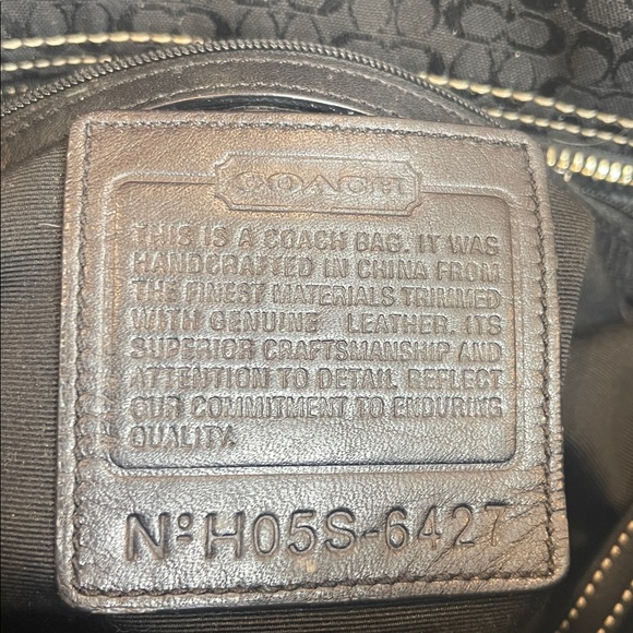 Beautiful black genuine leather and fabric Coach bag. - Picture 7 of 7